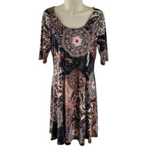 Espresso short sleeves paisley print dress